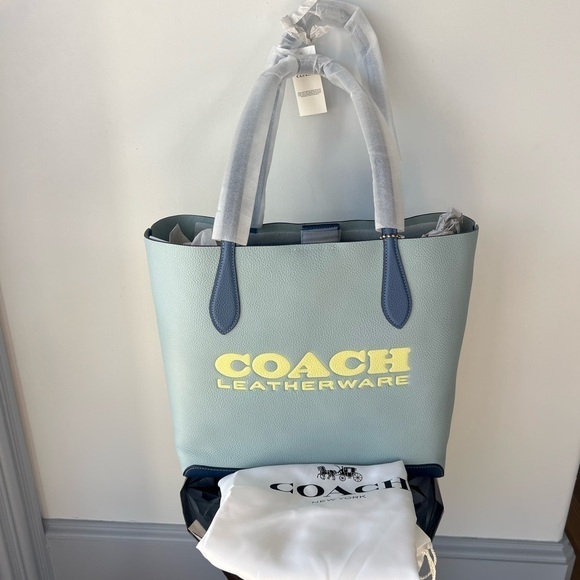 COACH Kia Colorblocked Pebble Leather Tote - Picture 1 of 10